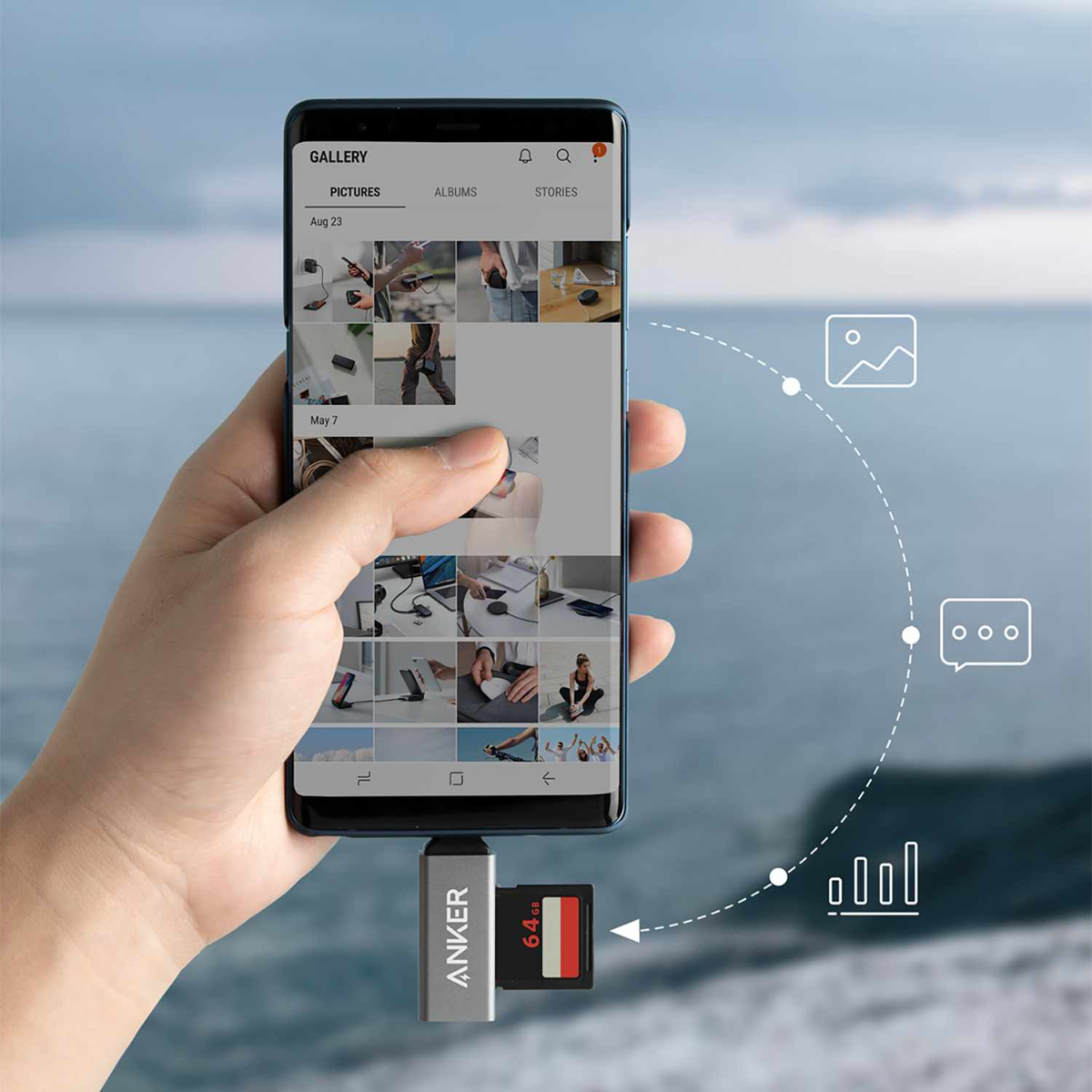 Anker - 2-in-1 USB-C to SD/Micro SD Card Reader Gray
