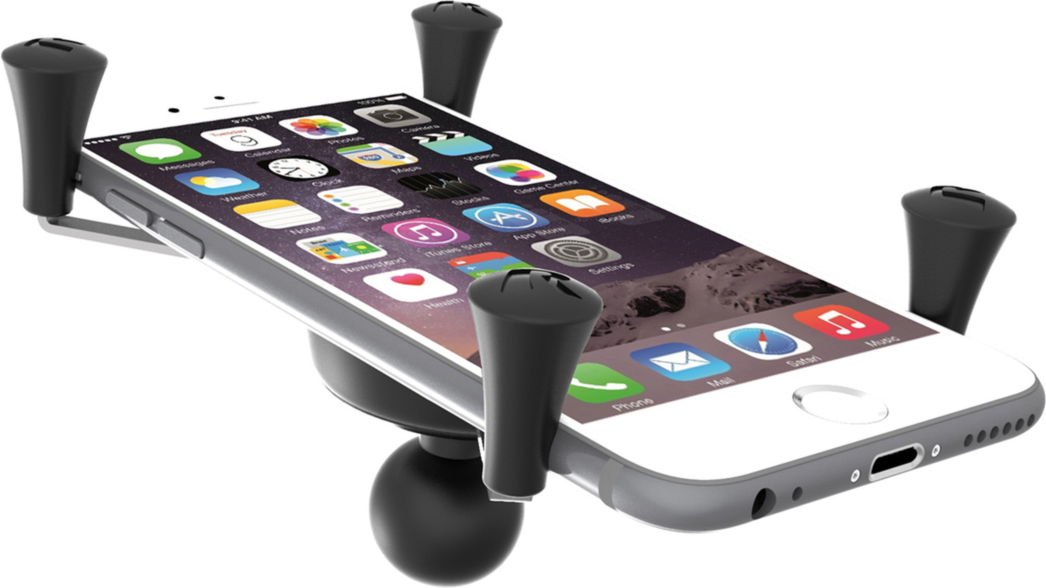 Secure any large phone confidently using the RAM X-Grip Universal Phone Holder for B size 1” ball RAM Mounts. The Spring Loaded ‘X’ design with rubber caps sports great holder power without hiding the phone.