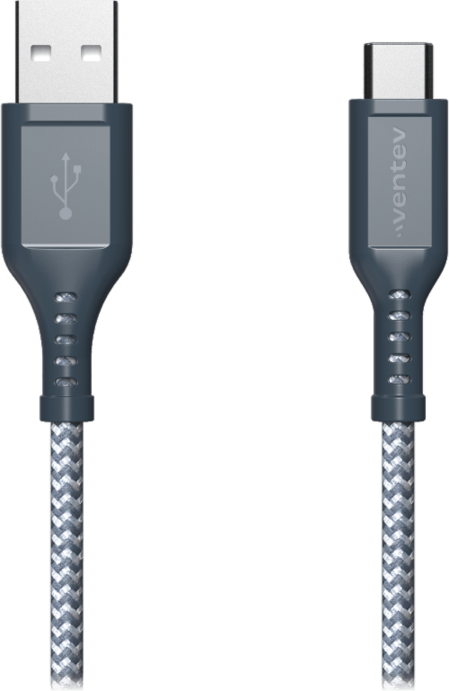 Ventev - High Speed USB A to USB C Braided Cable 6ft - Gray