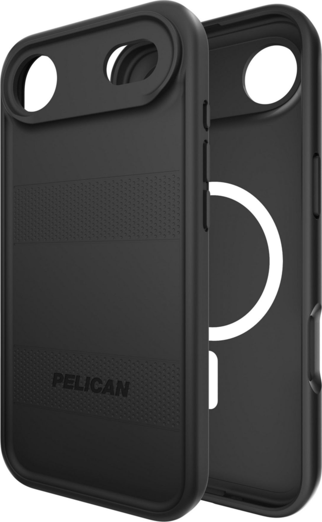 The Pelican Protector MagSafe Case delivers military-spec 16-foot drop protection with an impact-resistant design, a shock-absorbing lining, and strong built-in magnets for seamless MagSafe charging.