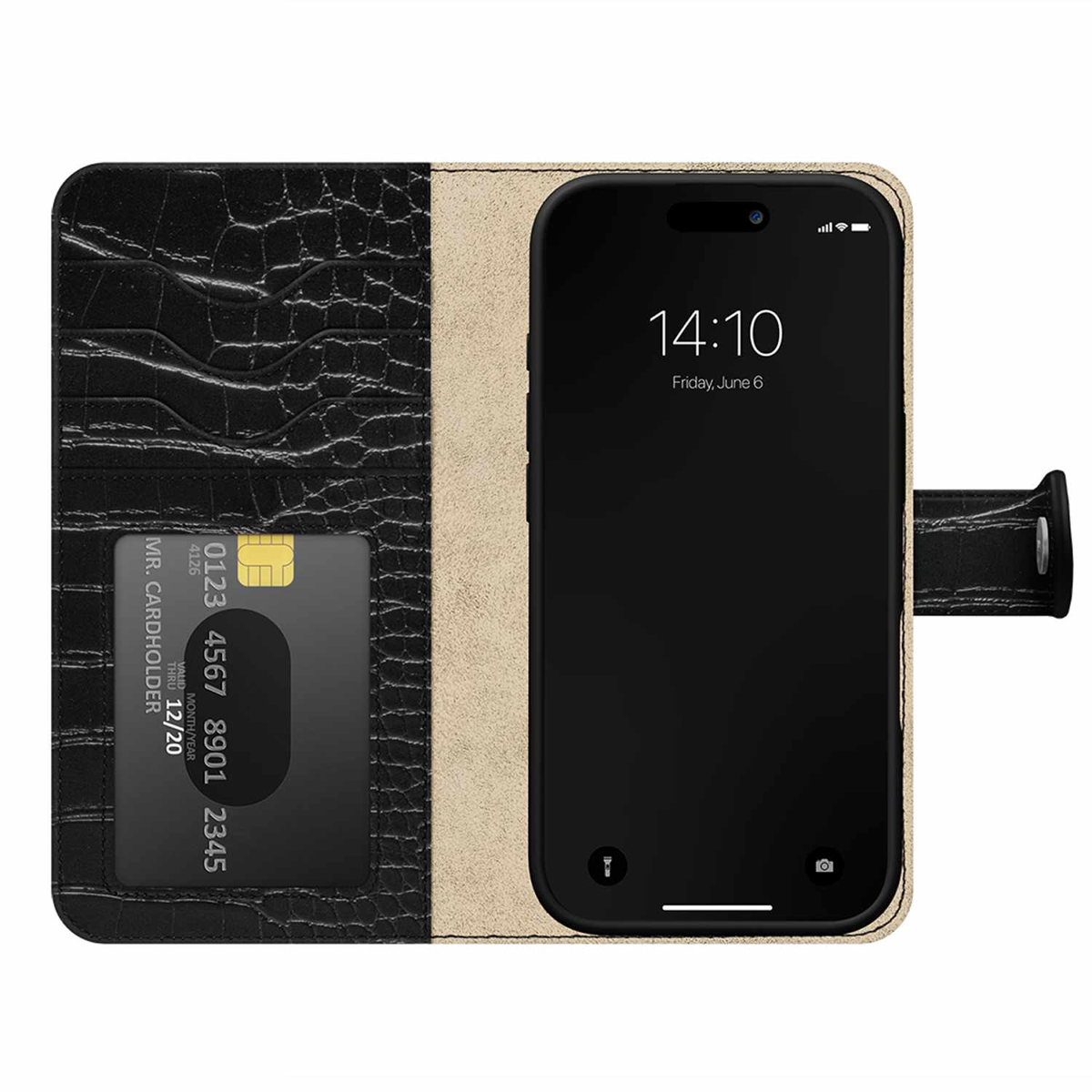 Ideal of Sweden - Magnet Wallet MagSafe Case Black Croco for iPhone 18 Pro Max/17 Pro Max