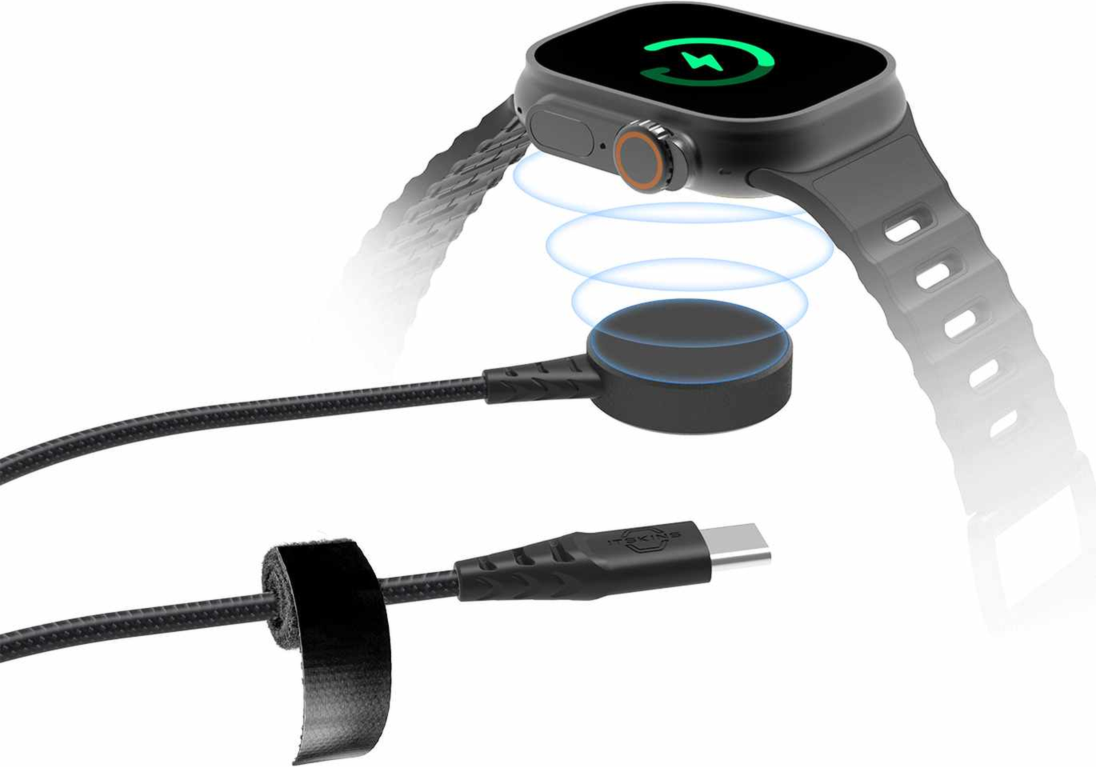 ITSKINS - Hybrid Smartwatch Magnetic Pod to USB C Cable - Black