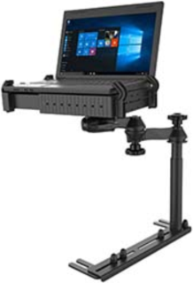 The RAM® Universal No-Drill™ Laptop features a heavy-duty steel mounting base designed to fit a variety of vehicles.