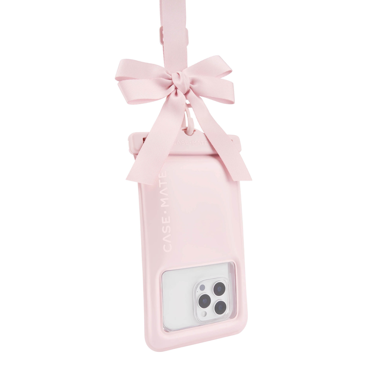 The Case-Mate Floating Phone Pouch features a stylish bow design and IP68 waterproof protection, allowing for underwater photos and easy touchscreen access.