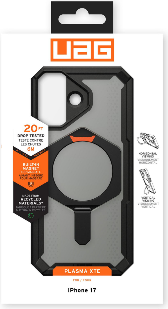 UAG 114526114097 Étui Robuste Plasma XTE MagSafe Black/Pop Orange pour iPhone 17