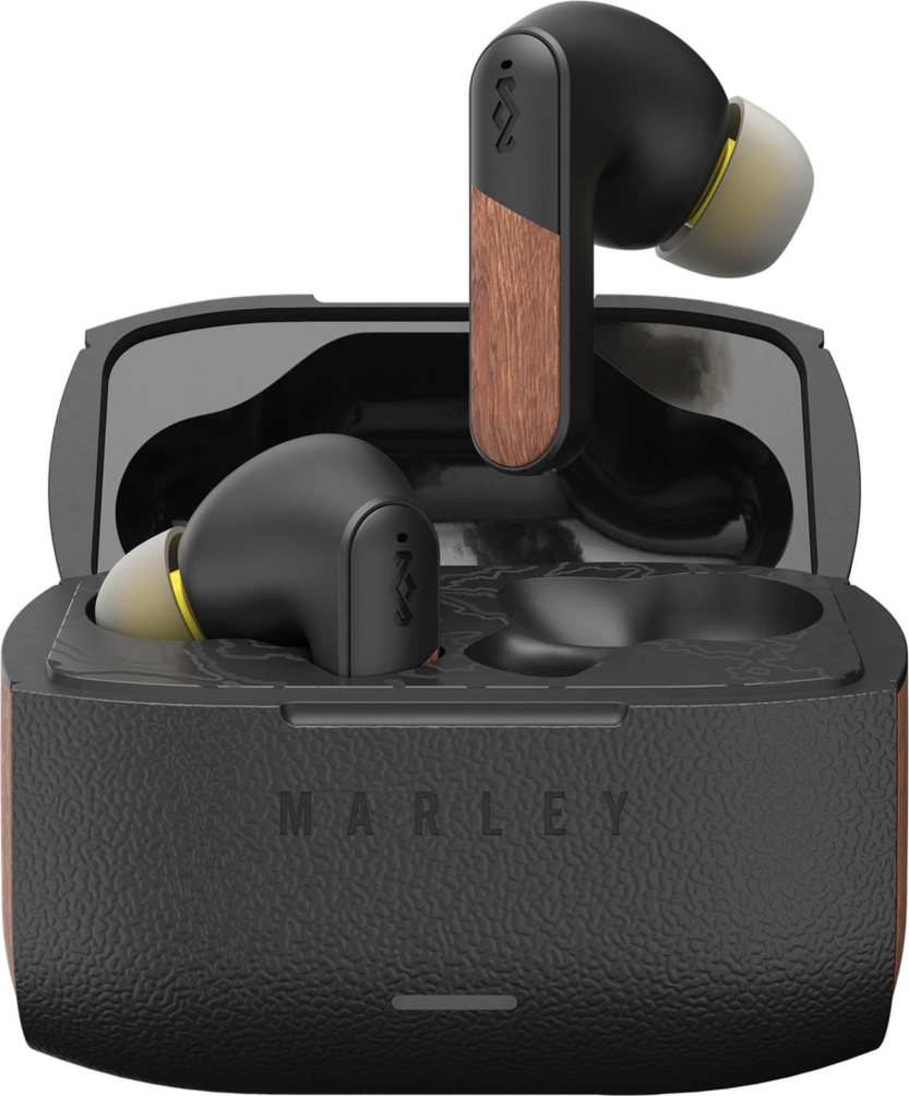 The House of Marley Trenchtown ANC Wireless Earbuds deliver immersive noise-cancelling sound and up to 24 hours of playtime, crafted from renewable bamboo and recycled plastics for sustainable listening.