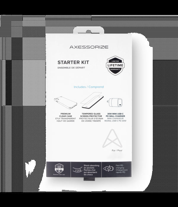 Save when you buy our Starter Kit bundle which includes an incredibly thin and lightweight, Ultra Clear case, a wall charger and a screen protector!