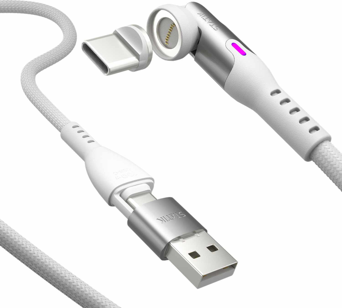 Statik - 360 Pro Universal Magnetic Charge/Sync Cable 6.6 ft White