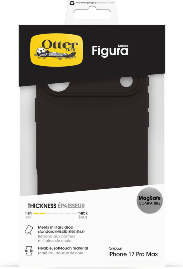 The OtterBox Figura Series blends a velvety-soft feel with ultra-slim protection, military-grade drop defense, MagSafe compatibility, and raised edges to guard the screen and camera.