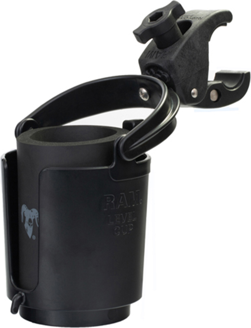 The compact design of the RAM Level Cup 16oz Drink Holder with RAM Tough-Claw Mount allows easy installation in a wide variety of applications including motorcycles, kayaks and boats, bicycles and more.