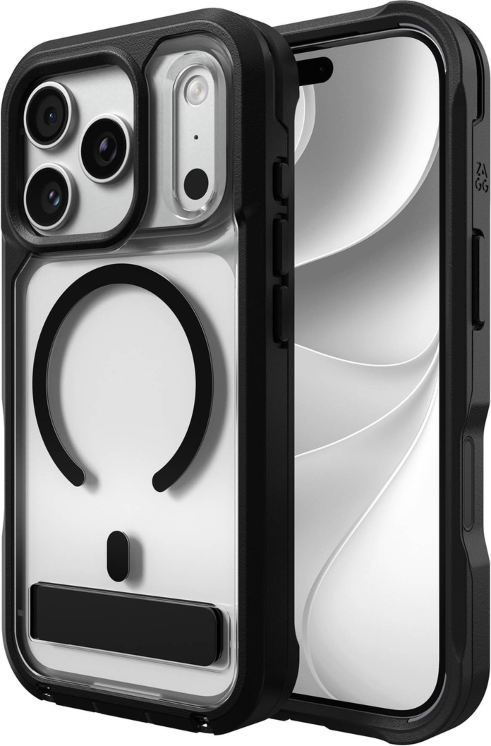 ZAGG - Rainier Snap MagSafe Case with Kickstand for Apple iPhone 18 Pro/17 Pro - Black