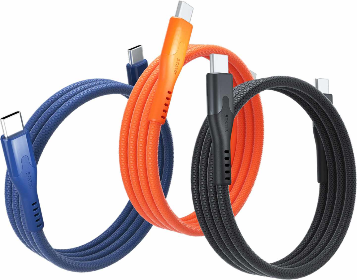 Statik - MagStack Pro Charge/Sync Magnetic Cable USB-C to USB-C 3.3ft Orange