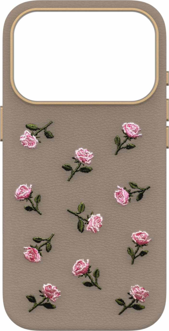 OtterBox - Étui MagSafe Symmetry en cuir de cactus brodé Cottage Rose pour iPhone 18 Pro/17 Pro